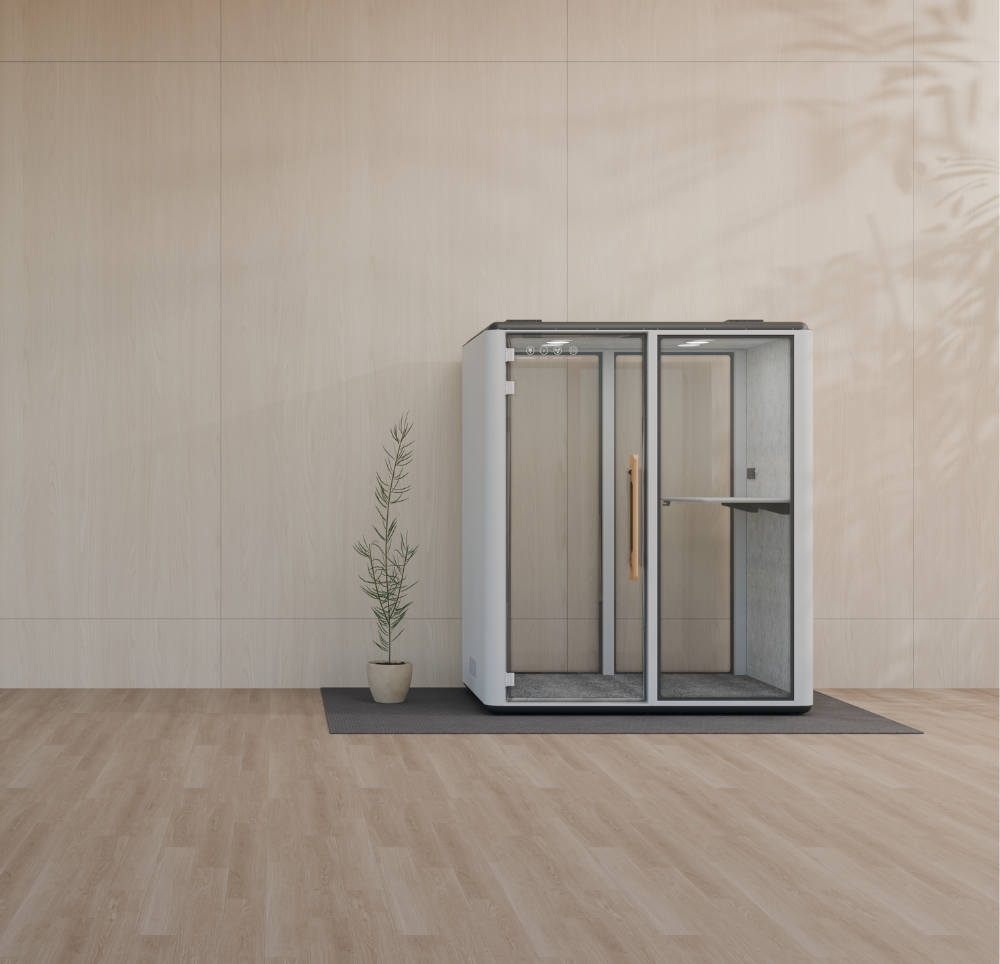 white empty soundproof office booth perfect for calls